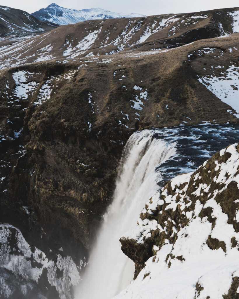 Skógafoss view from top of the waterfall