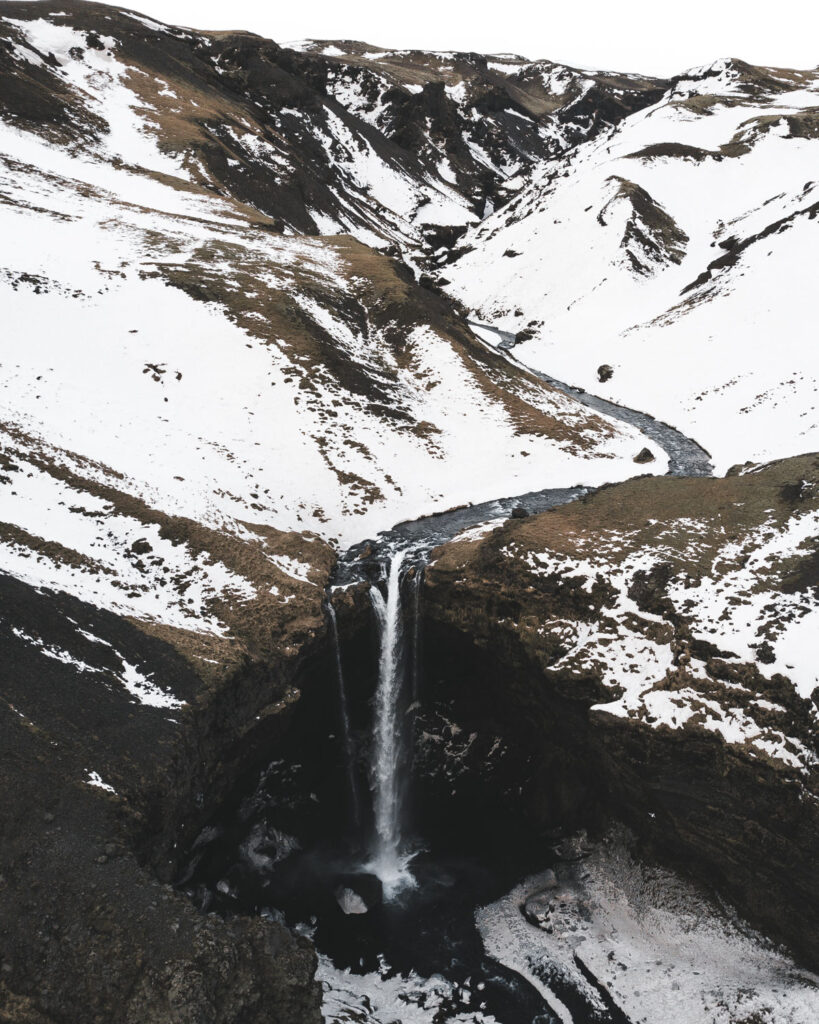 Kvernufoss drone view