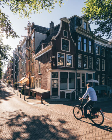 Bicycle at a typical Amsterdam street corner.