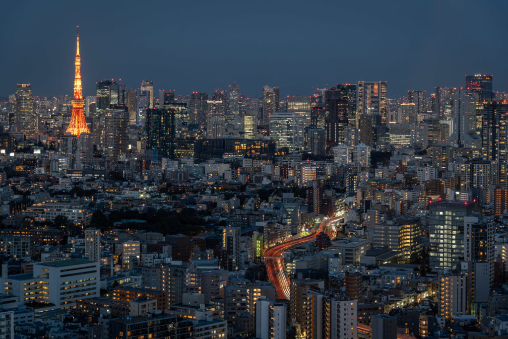 Tokyo night view from Yebisu Sky Lounge