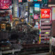 Shibuya crossing by night.