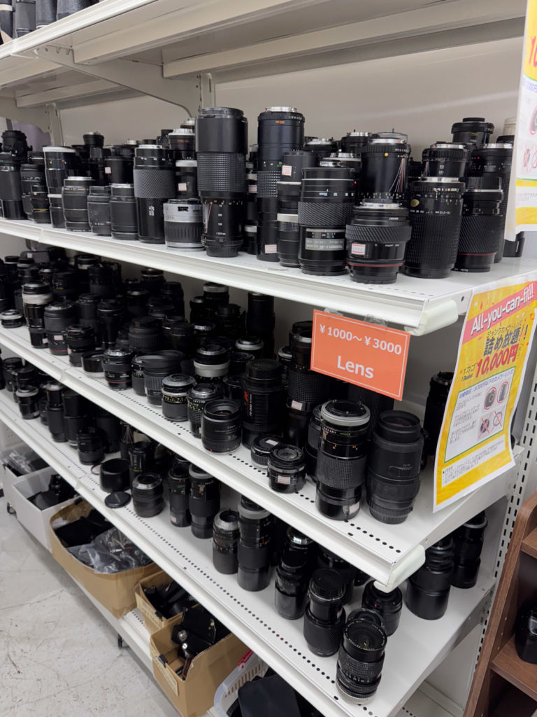 Lenses at junk camera store in Japan