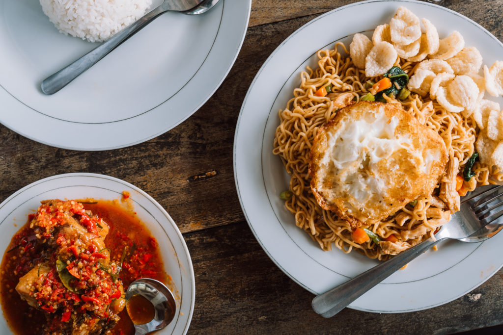 Indonesian food in Moni, Flores.