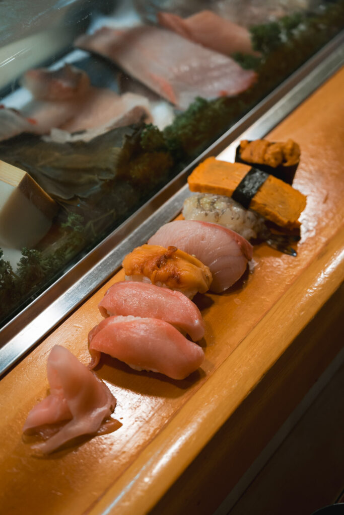 Lunch at Shouei Sushi, sushi right on the counter