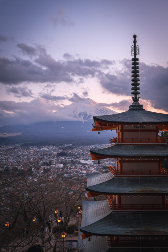 Chureito Pagoda during blue hour