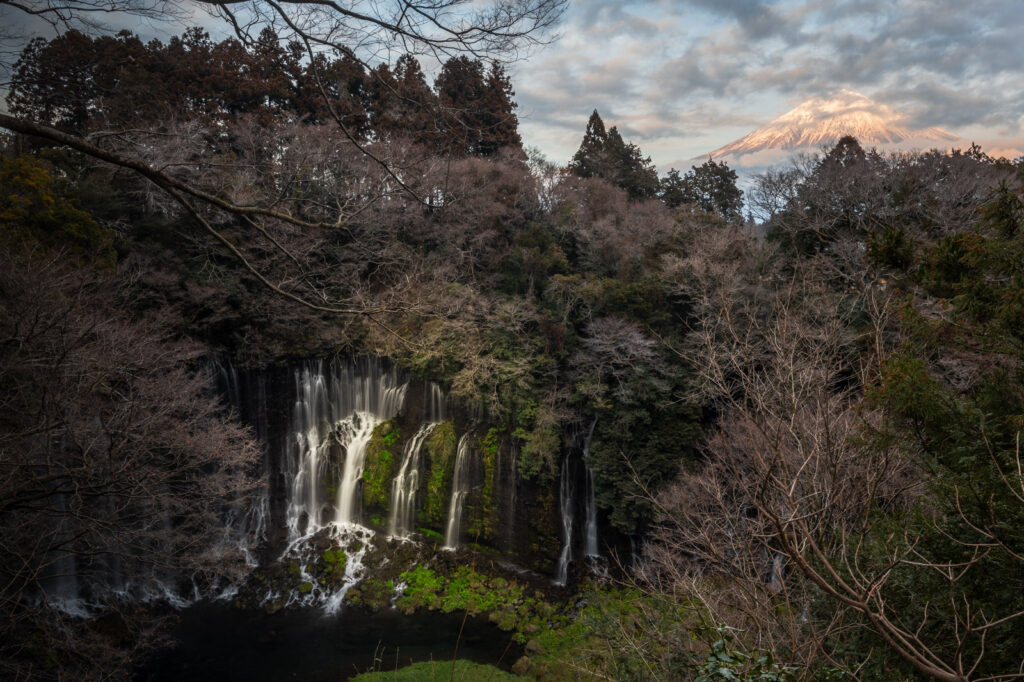 Shiraito Falls with Mount Fuji