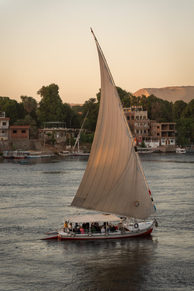 Aswan sailing boat in the evening