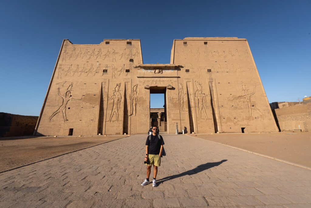 David at the entrance of Edfu Temple