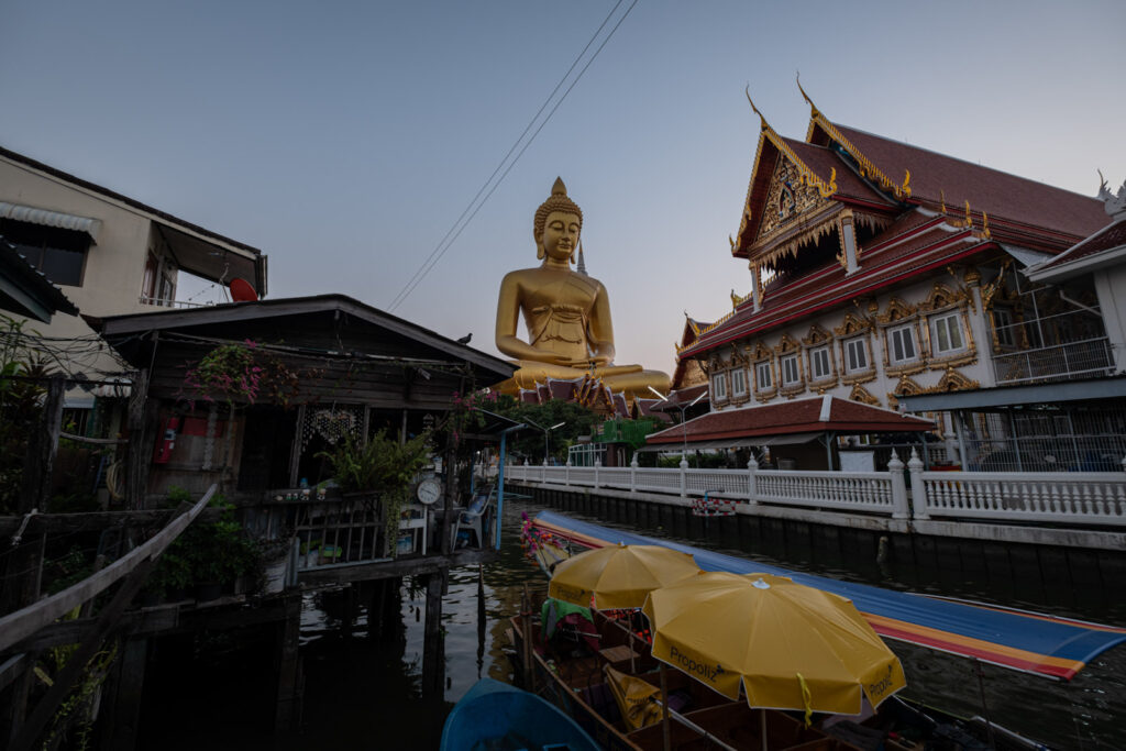 View of Wat Paknam Phasi Charoen from accross the river of Urea Cafe