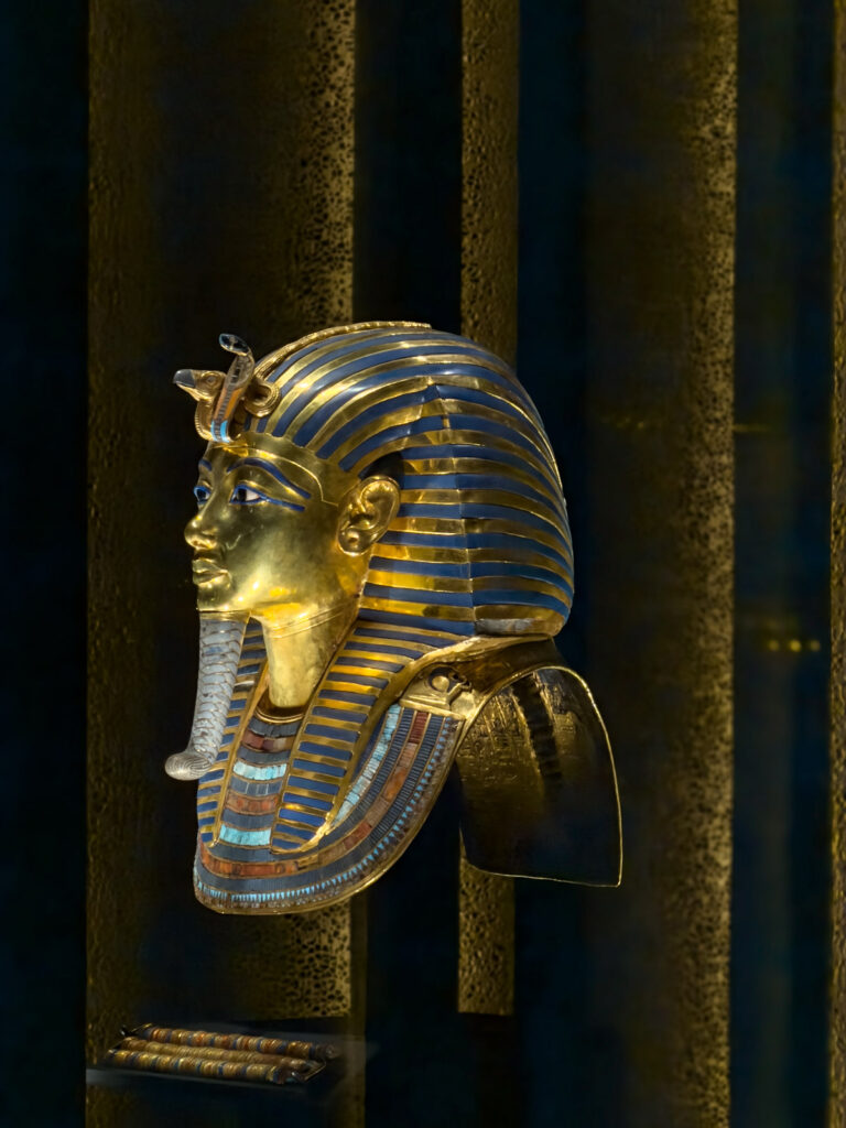 The Golden Burial Mask of Tutankhamun at the Grand Egyptian Museum