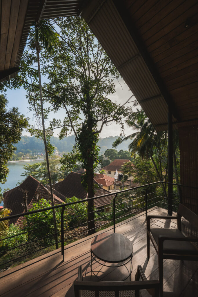 View of Kandy Lake from our balcony at SWP Eco Lodge