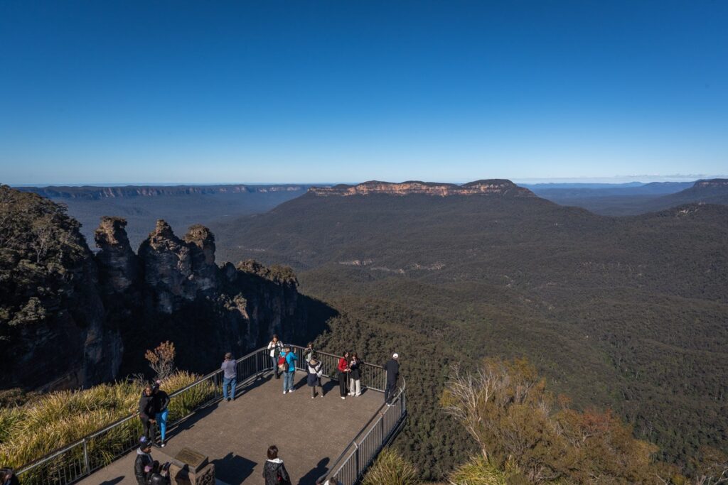Aerial view of the Blue Mountains from Echo Point in Katoomba