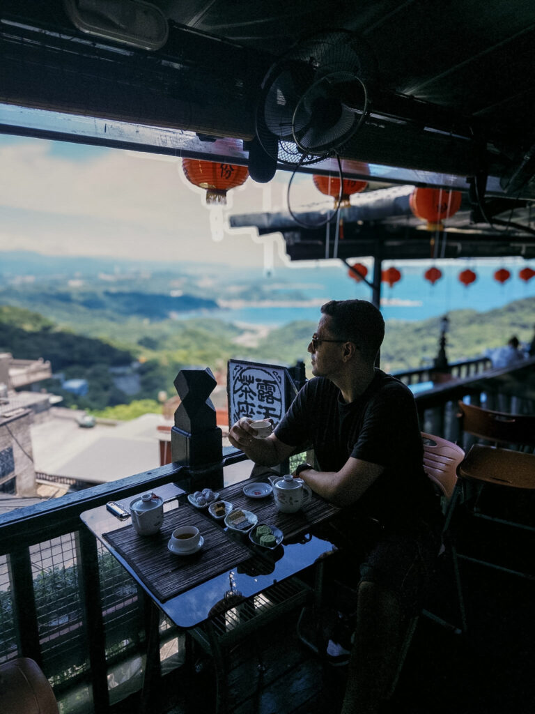 David in tea house with a view in Jiufen
